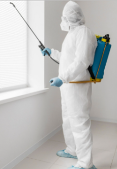 man in protective suit