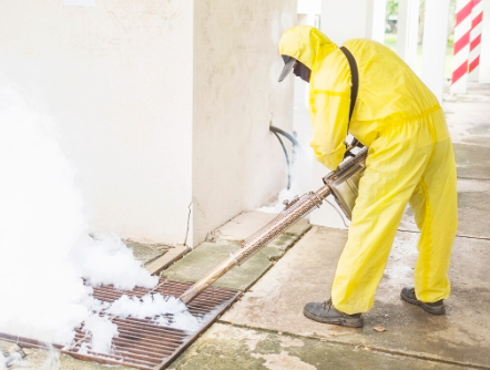 man using fog machine